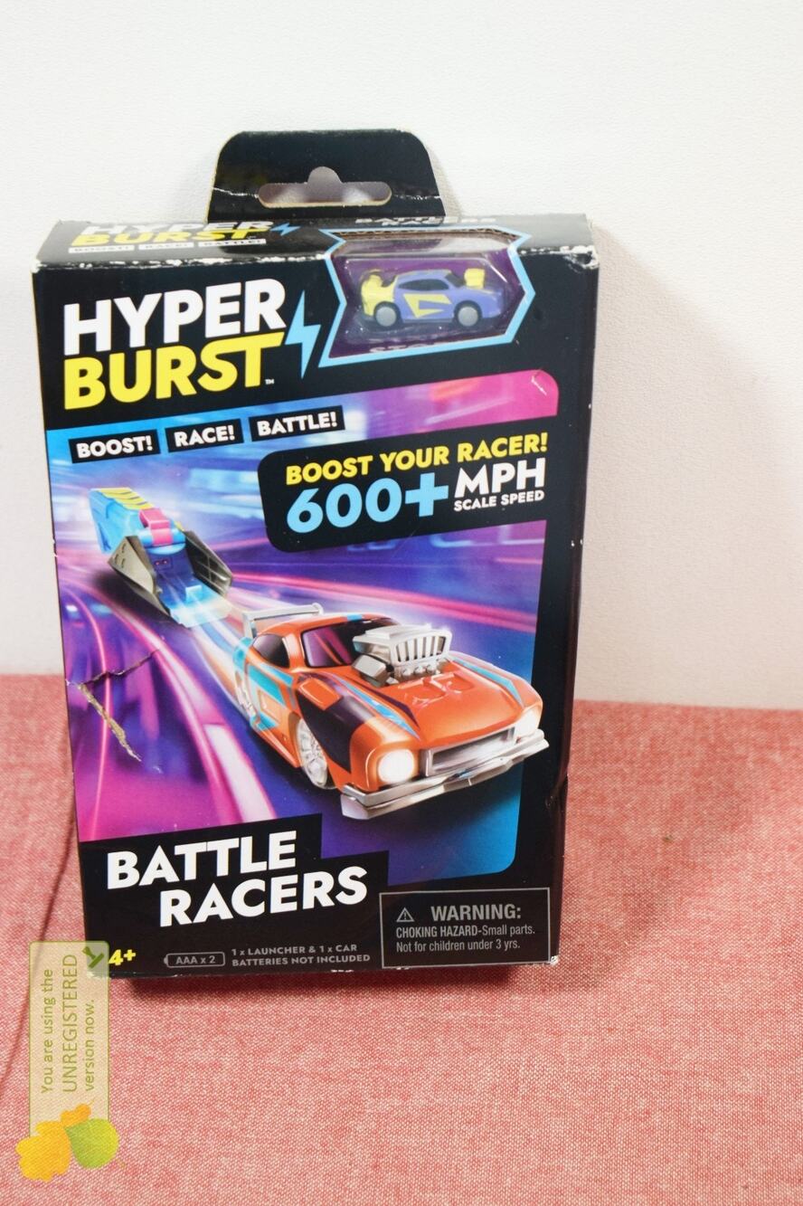 Hyper Burst Battle Racers Purple Yellow Crusher Car and Launcher